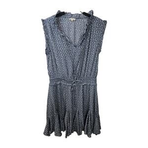 Jodifl Dress Navy L Ruffle Floral V-Neck Mini Lined Cottagecore Flutter Sleeve